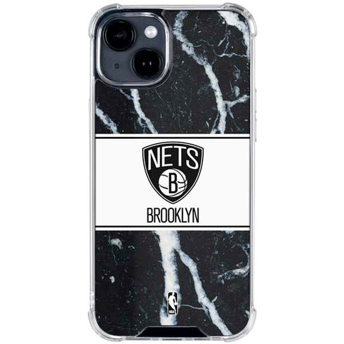 NBA Brooklyn Nets Marble iPhone 15 Clear Case